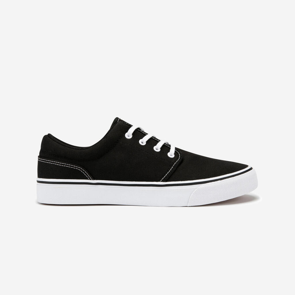 Chaussures basses skateboard-longboard adulte VULCA 100 Noir Blanc